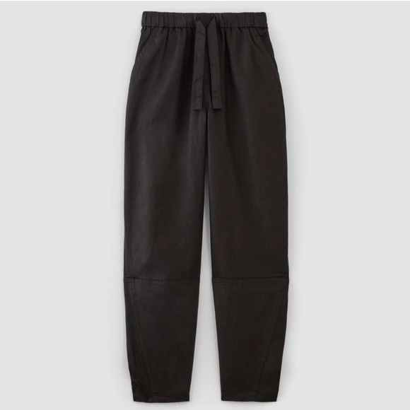 Everlane Pants - Everlane black linen pull-on barrel pants